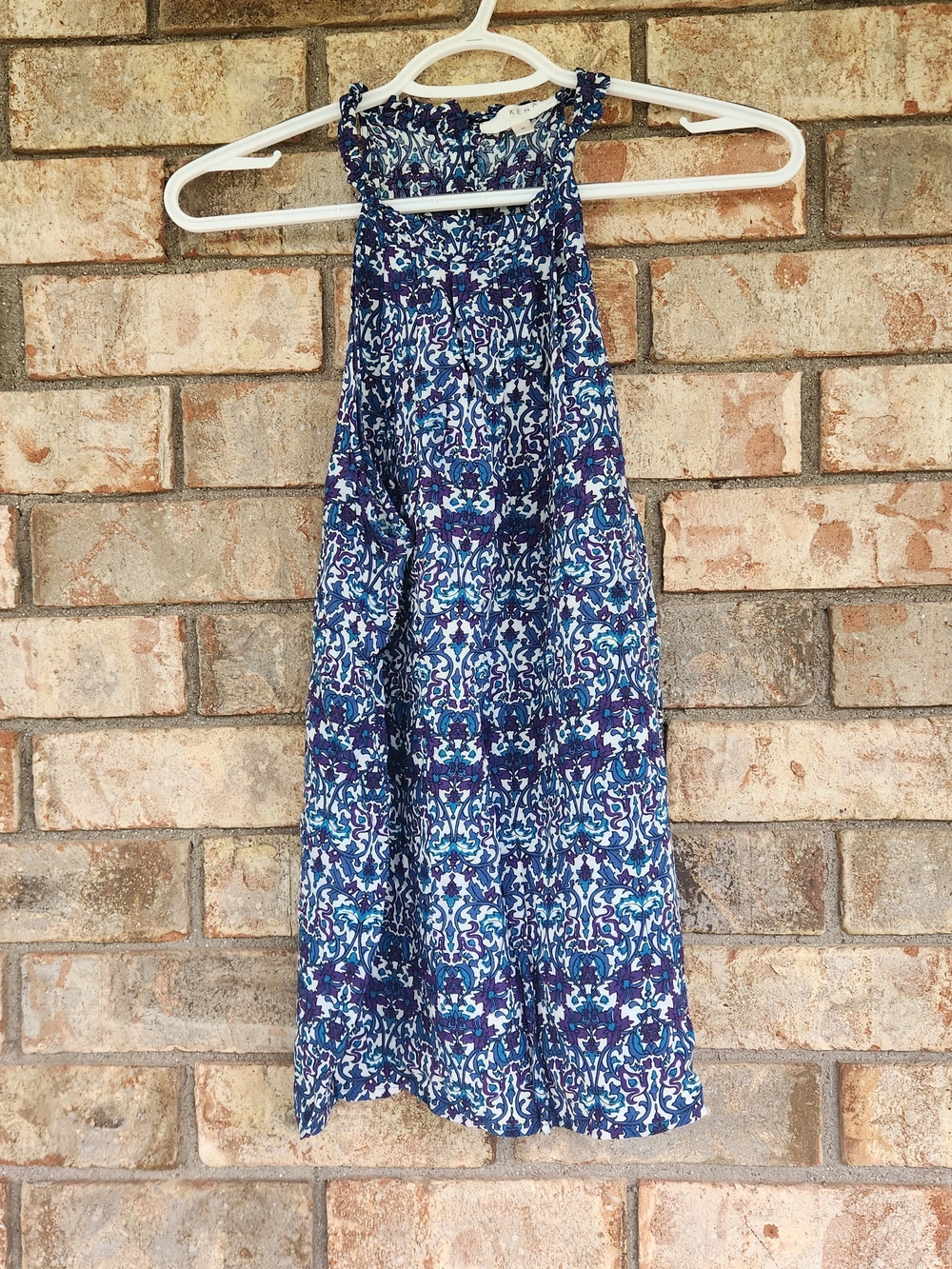 Kenar Blue Purple White Printed Halter Top